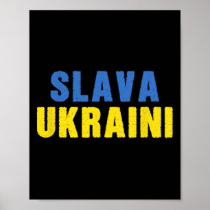 Póster Slava Ukraini. Gloria a Ucrania. Bandera azul y am