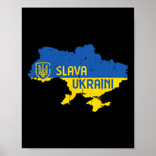 Póster Slava Ukraini Gloria a Ucrania Mapa Hombres Ucrani