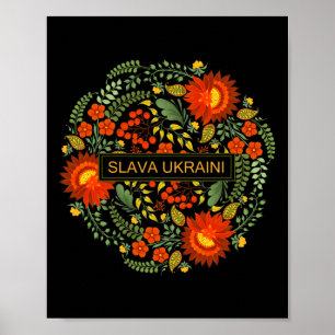 Póster Slava Ukraini Pintura Petrykivka-gloria a Ucrania