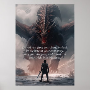 Póster Slay Your Dragons - Motivación del éxito