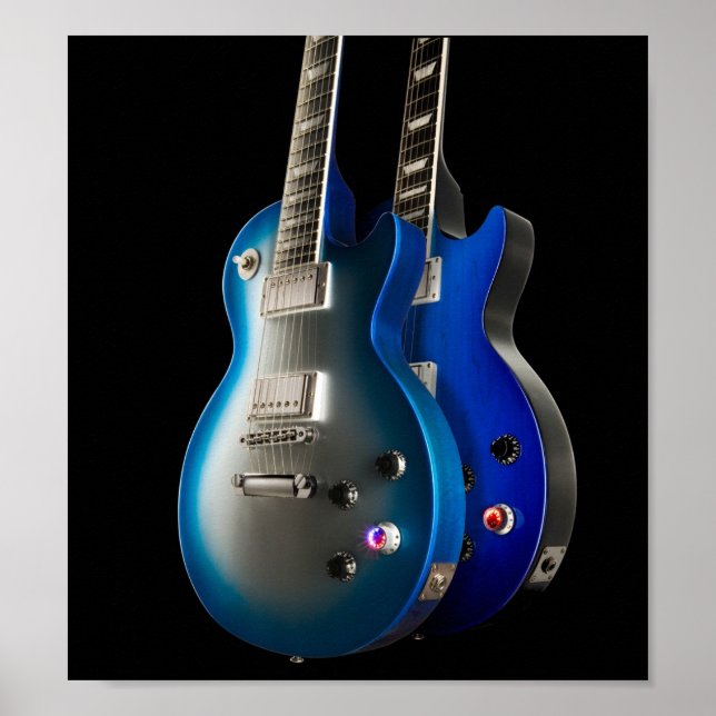 Póster Sleek Blue Electric Guitars (Frente)