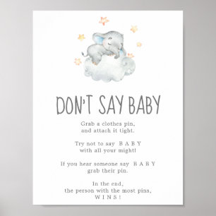 Póster Sleeping Little Elephant Boy Don't Say Baby Game