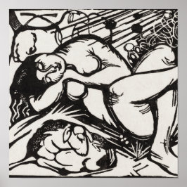 Póster Sleeping Shepherdess Franz Marc Woodcut