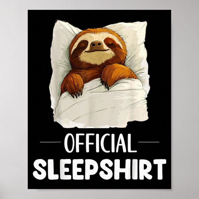 Póster Sleepshirt Cute Sleeng Sloth Animal Lovers Pajama  (Frente)