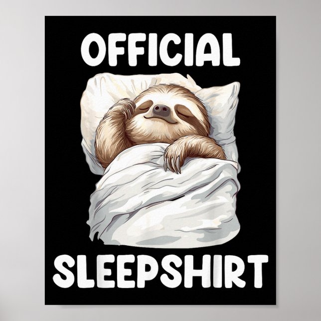 Póster Sleepshirt Cute Sleeng Sloth Animal Lovers Pajama  (Frente)