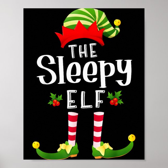 Póster Sleepy Christmas Elf Matching Pajama X-mas Party  (Frente)