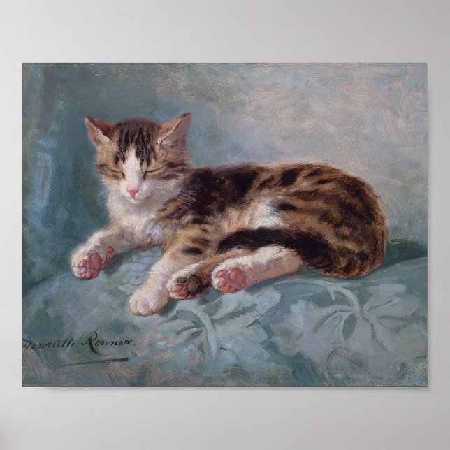 Póster Sleepy Kitten por Henriette Ronner-Knip (Frente)