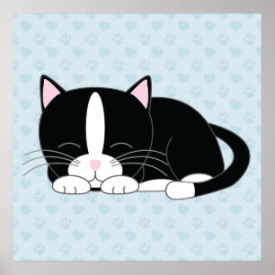 Póster Sleepy Kitty {Tuxedo}