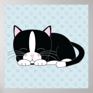 Póster Sleepy Kitty {Tuxedo}