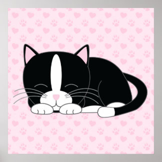 Póster Sleepy Kitty {Tuxedo}