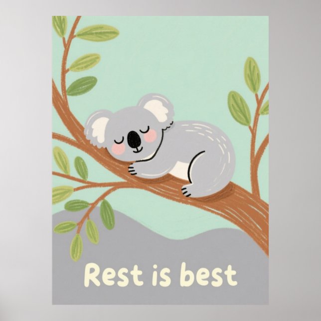 Póster Sleepy Koala Calm Nursery Art (Frente)