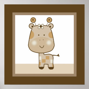 Póster Sleepy Safari Giraffe Nursery Wall Art Poster