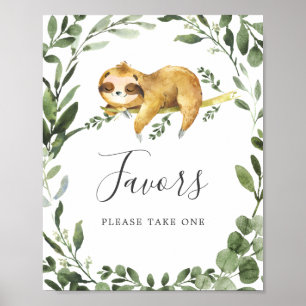 Póster Sleepy Sloth Baby Shower favorece el Rótulo