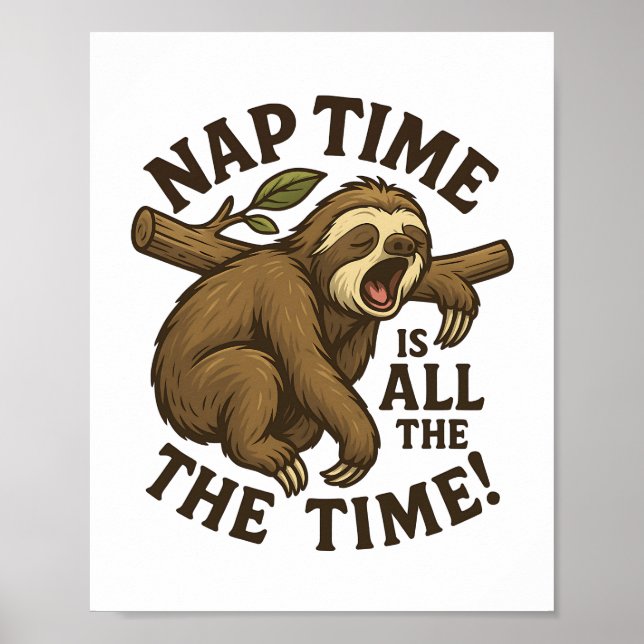 Póster Sleepy Sloth Funny (Frente)