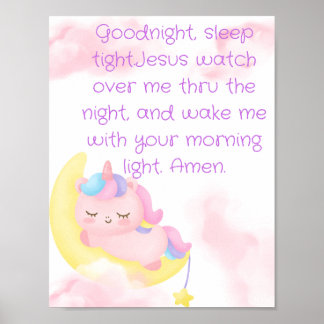 Póster Sleepy unicorn prayer Poster
