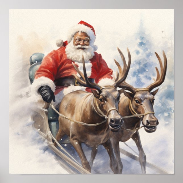 Póster Sleigh de dos renos de África (Frente)