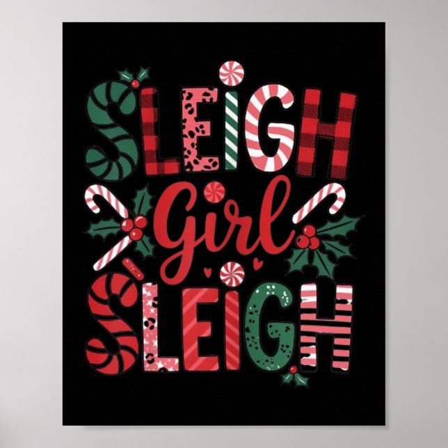 Póster Sleigh Girl Sleigh Funny Little Women's Retro Chri (Frente)