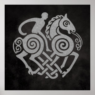 Póster Sleipnir y Odín Símbolo Diseño Mitología Nórdica