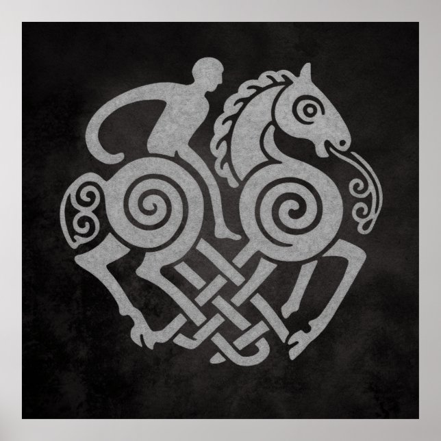 Póster Sleipnir y Odín Símbolo Diseño Mitología Nórdica (Frente)
