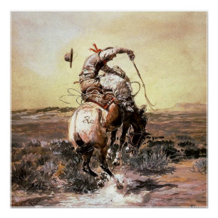 Póster “Slick Rider” Arte Occidental de Charles M Russell
