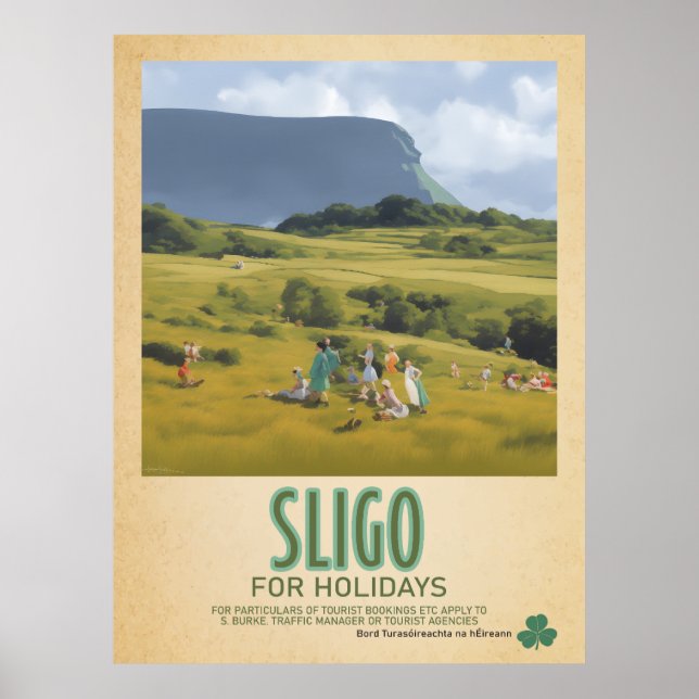 Póster Sligo Ireland, anuncio de viaje retro irlandés (Frente)