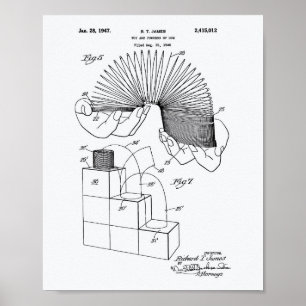 Póster Slinky Toy 1946 Patent Art - Libro Blanco