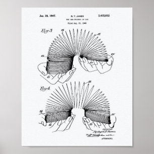 Póster Slinky Toy 1946 Patent Art - Libro Blanco