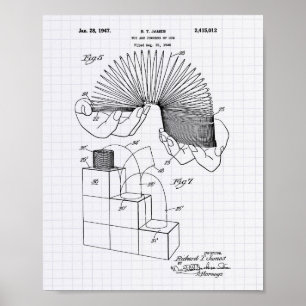 Póster Slinky Toy 1946 Patent Art - Lined Peper
