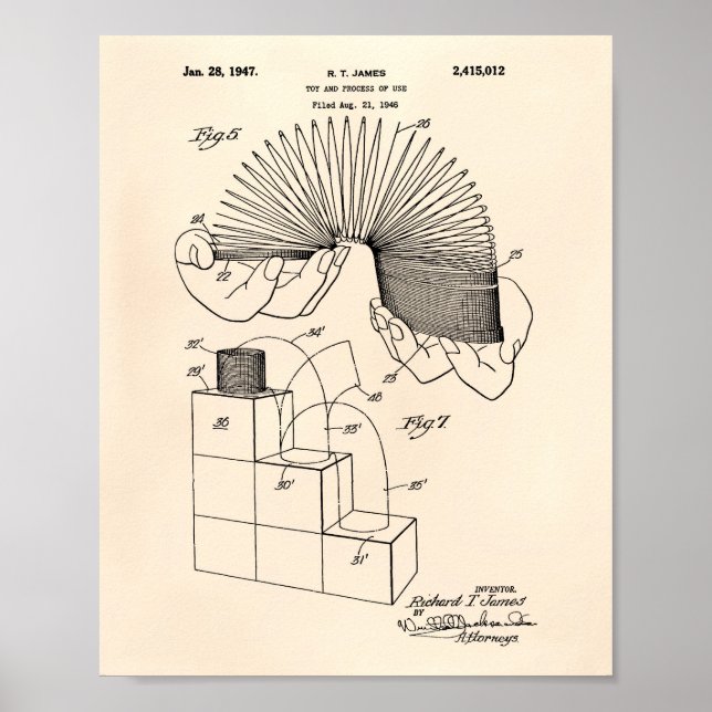 Póster Slinky Toy 1946 Patent Art - Old Peper (Frente)