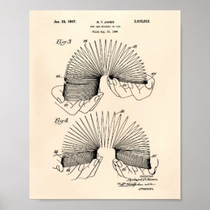 Póster Slinky Toy 1946 Patent Art - Old Peper