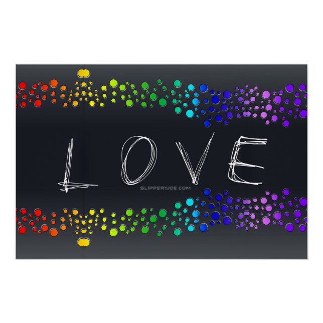Póster SlipperyJoe amor burbujas rojo naranja verde amari (Anverso)