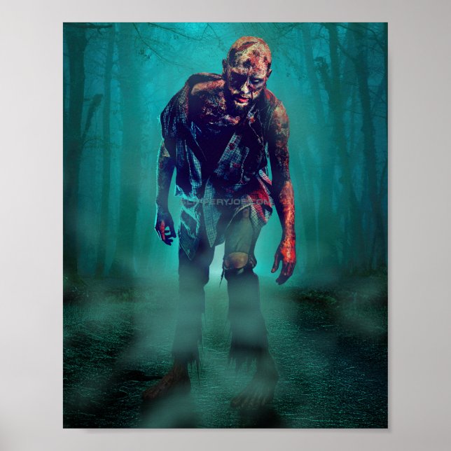 Póster SlipperyJoe figura de zombie aterradora aislada om (Frente)