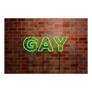 Póster SlipperyJoe iluminó el letrero de neón gay brillan