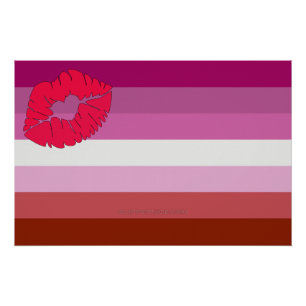 Póster SlipperyJoe lápiz labial bandera de orgullo lésbic