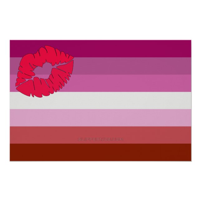 Póster SlipperyJoe lipstick bandera de orgullo lesbiana f (Anverso)