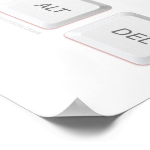 Póster SlipperyJoe's CTRL ALT DEL keyboard buttons geek h