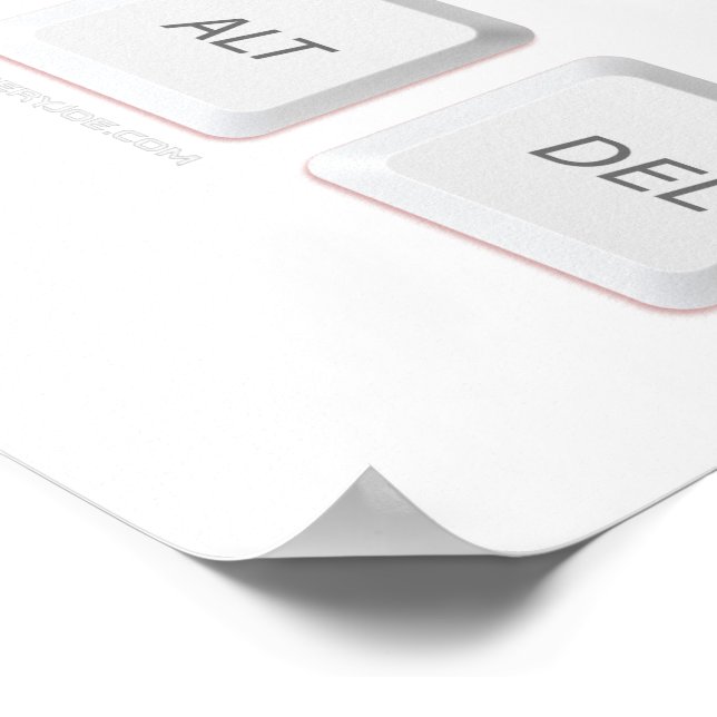 Póster SlipperyJoe's CTRL ALT DEL keyboard buttons geek h (Esquina)