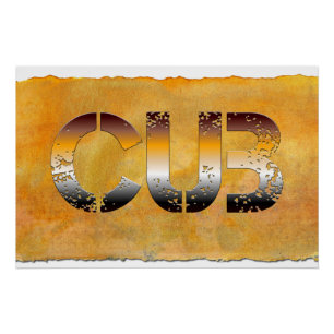 Póster SlipperyJoe's cub bear words gold brown tan white