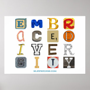 Póster SlipperyJoe's embrace diversity cut-out letters co