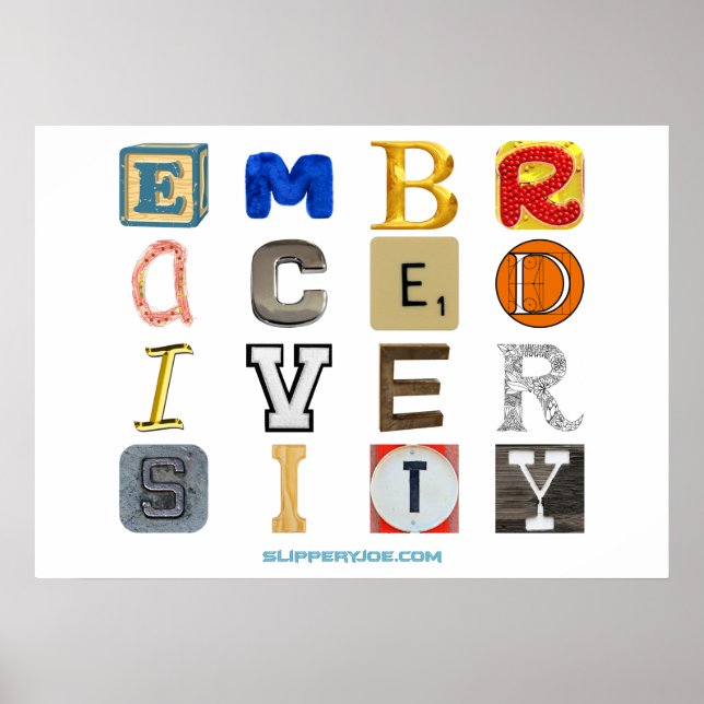Póster SlipperyJoe's embrace diversity cut-out letters co (Frente)