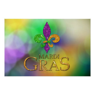 Póster SlipperyJoe's festivo tema de Mardi Gras púrpura v