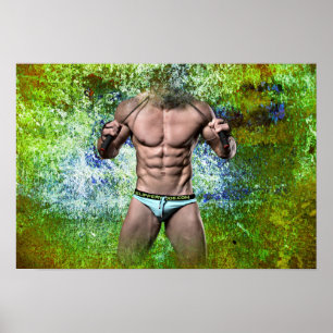 Póster SlipperyJoe's hombre adulto muy musculoso sin cami