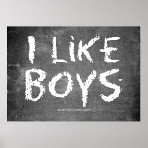 Póster SlipperyJoe's I Like Boys sucia Chalkboard escribi