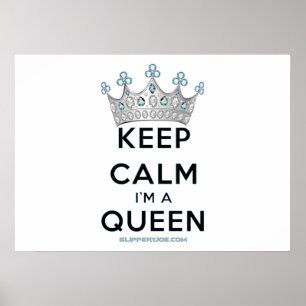 Póster SlipperyJoe's keep calm queen crown jewels blue an