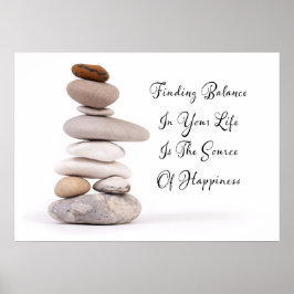 Póster Slogan "Balanza de la vida zen stones"