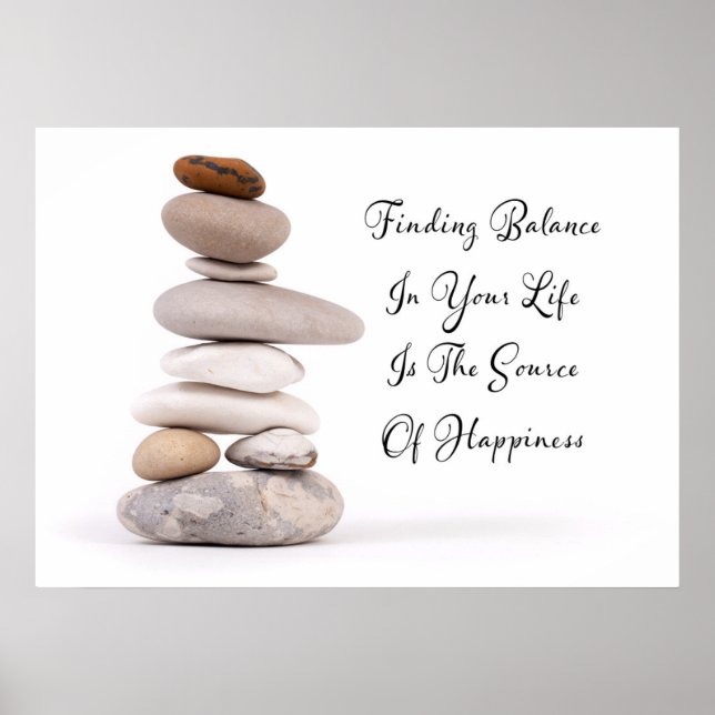 Póster Slogan "Balanza de la vida zen stones" (Frente)