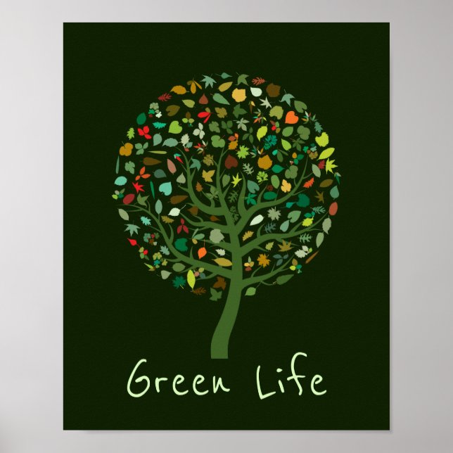 Póster Slogan de la Vida Verde Greenie lindo árbol ambien (Frente)