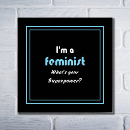 Póster Slogan de superpotencia feminista blanco sobre neg
