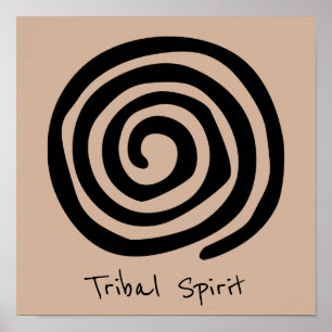 Póster Slogan del espíritu tribal Espiral tribal petrogli