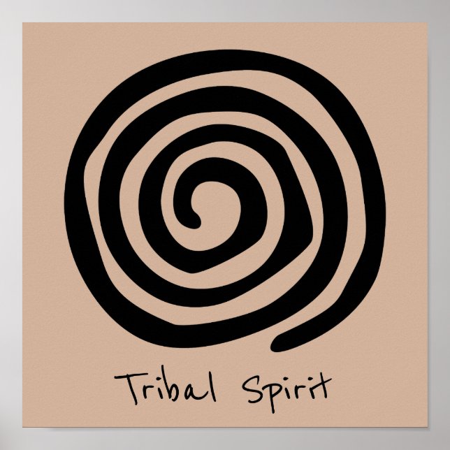 Póster Slogan del espíritu tribal Espiral tribal petrogli (Frente)
